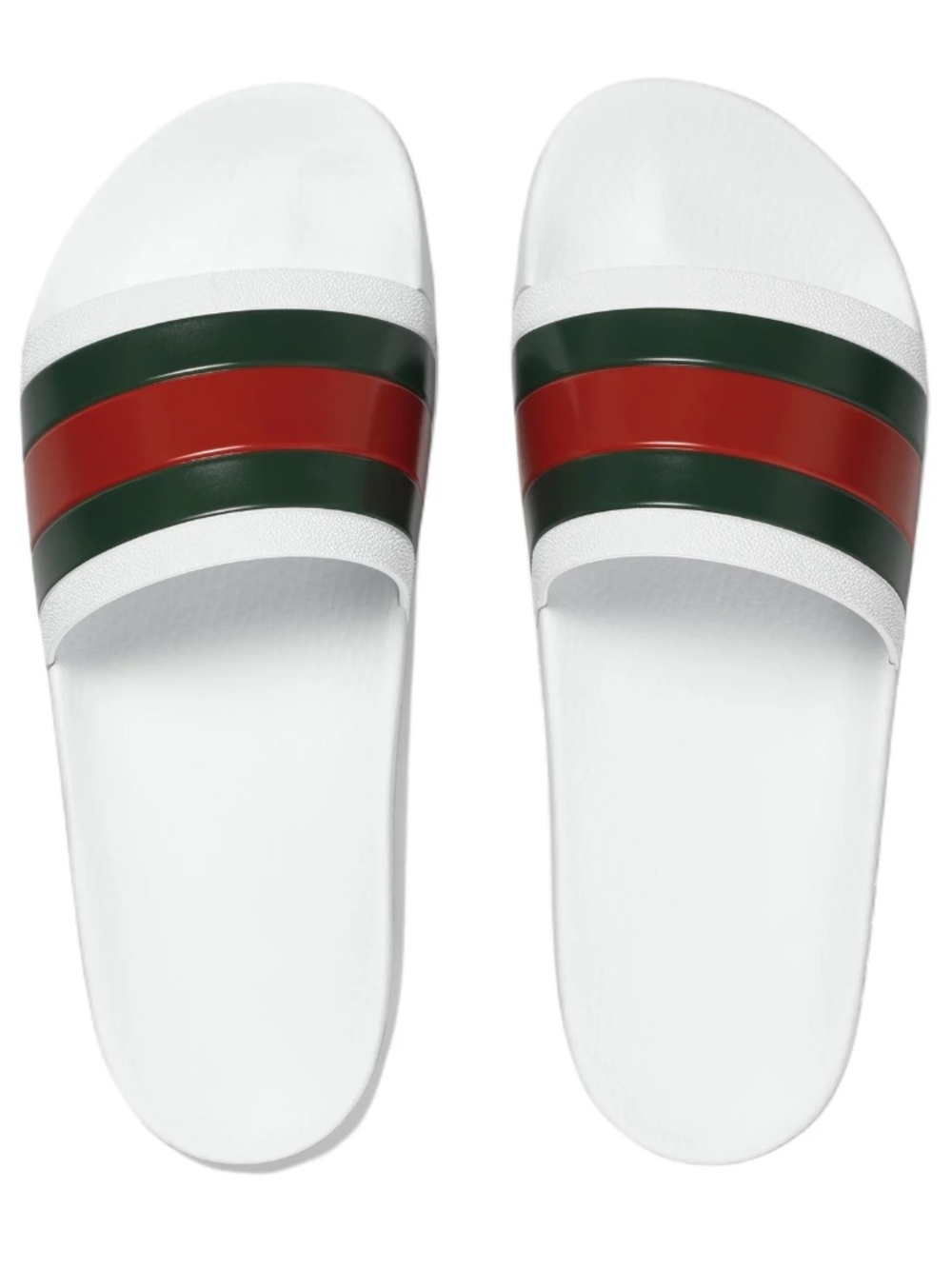 GUCCI MEN'S WEB RUBBER SLIDE SANDALS